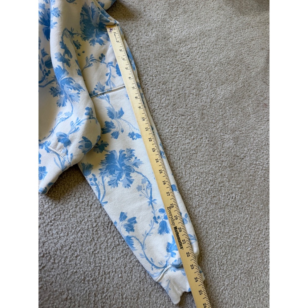 Abercrombie & Fitch Fleece Sweatshirt Sunday Slash Floral White Blue Small - Picture 8 of 9